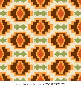 Vector Southwestern Aztec Seamless Pattern. Navajo Tribal Decorative Repeat Background. Native American Ethnic Illustration