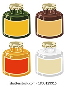 Vector soviet glass bottles, jars for lemonade and water
