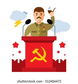Vector Soviet leader parodic character. Flat style colorful Cartoon illustration