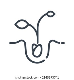 Vector sowing the seed line icon isolated on transparent background. 