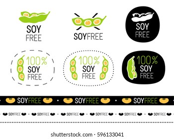 vector soy free sign set