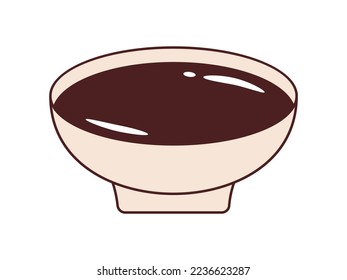 Salsa vectorial de soja al estilo retro. Salsa de soja en salsa de los 70.
