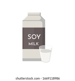 Vector Soya Product and Foodstuff. Soy milk cartoon flat illustration.