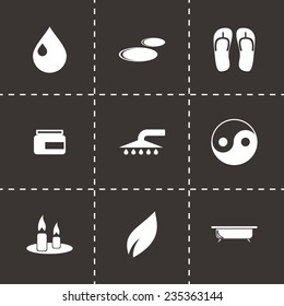Vector spa icon set on black background