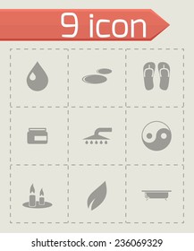 Vector spa icon set on grey background