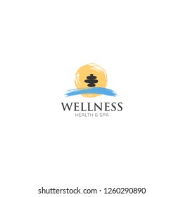 Vector Spa Logo template. Spa stones hand drawn illustration for spa, yoga logo design.