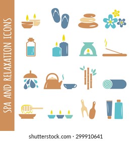 Vector spa and relaxation icons isolated on white. Natural therapy illustration. 