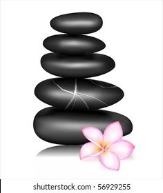 Vector spa stones with frangipani flower