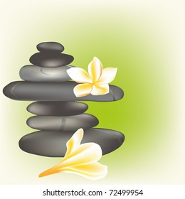  	Vector spa stones with frangipani. Only mesh