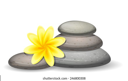 Vector spa stones and yellow flower
