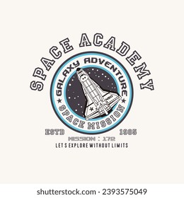 vector of space academy, space mission, let’s explore without limits, galaxy adventure, mission 172