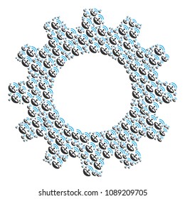 Vector space antenna icons are combined into gear combination. Machinery design concept constructed with space antenna objects.