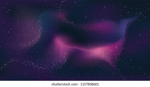 Vector space background with copy space. Beautiful realistic template with Stars and colorfu galaxy in Outer space.