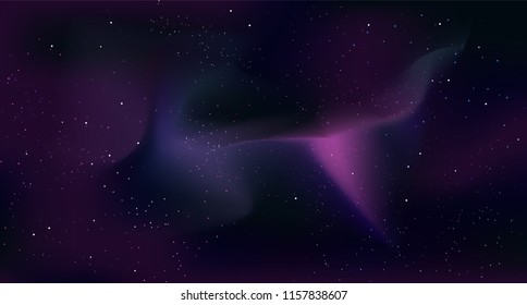 Vector space background with copy space. Beautiful realistic template with Stars and colorfu galaxy in Outer space.