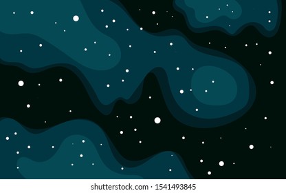 Vector space background with copy space. Cute flat style template with Stars in Outer space.