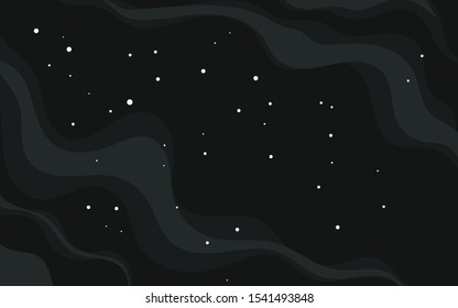 Vector space background with copy space. Cute flat style template with Stars in Outer space.