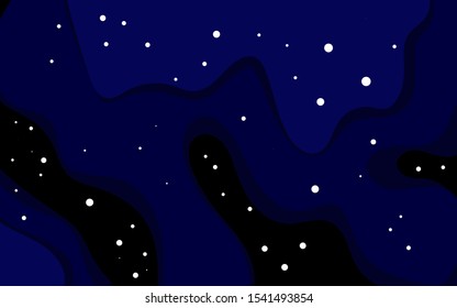 Vector space background with copy space. Cute flat style template with Stars in Outer space.