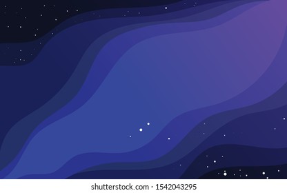 Vector space background with copy space. Cute flat style template with Stars in Outer space.