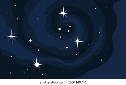 Vector space background. Cute flat style template with Stars in Outer space