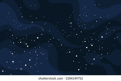 Vector space background. Cute flat style template with Stars in Outer space