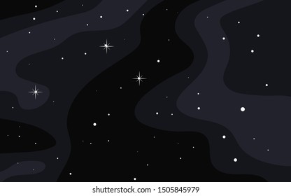 Vector space background. Cute flat style template with Stars in Outer space
