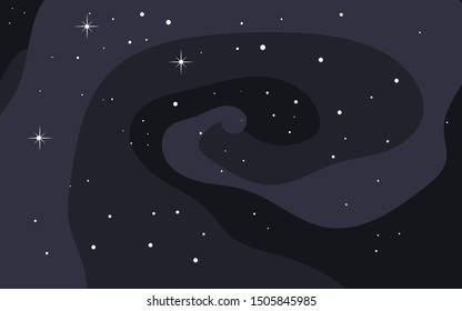Vector space background. Cute flat style template with Stars in Outer space
