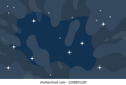Vector space background . Cute flat style template with Stars in Outer space