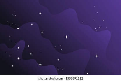 Fondo del espacio vectorial . Plantilla de estilo plano con estrellas en el espacio exterior