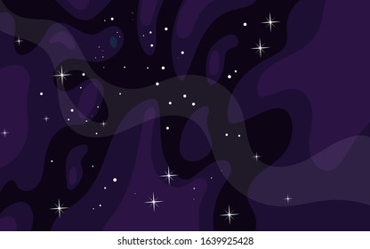 Vector space background . Cute flat style template with Stars in Outer space	