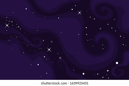 Vector space background . Cute flat style template with Stars in Outer space	