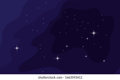 Vector space background . Cute flat style template with Stars in Outer space