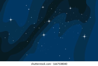 Vector space background . Cute flat style template with Stars in Outer space

