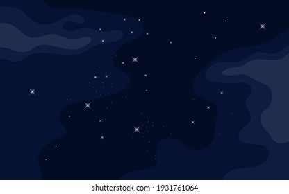 Vector space background . Cute flat style template with Stars in Outer space