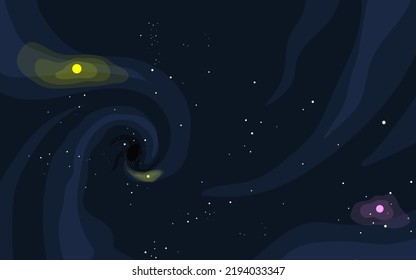 Vector space background . Cute flat style template with Stars in Outer space