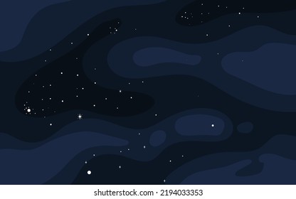 Vector space background . Cute flat style template with Stars in Outer space