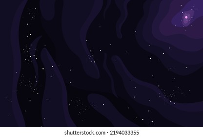 Vector space background . Cute flat style template with Stars in Outer space