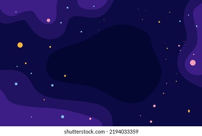 Vector space background . Cute flat style template with Stars in Outer space