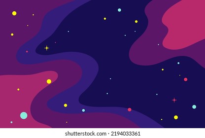 Fondo del espacio vector. Plantilla de estilo plana con estrellas en el espacio exterior