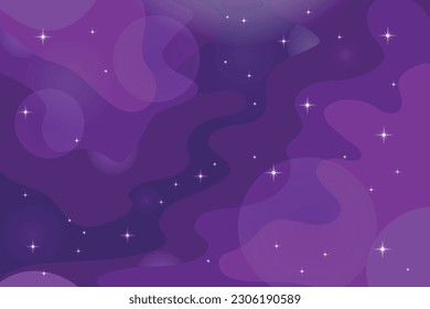 Vector space background. Cute flat template with stars in outer space Vektor Stok