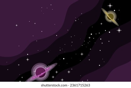 Fondo del espacio vector. Plantilla de estilo plana con estrellas en el espacio exterior