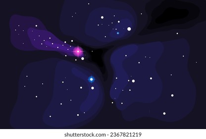 Vector space background . Cute flat style template with Stars in Outer space	