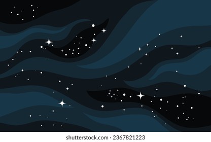 Vector space background . Cute flat style template with Stars in Outer space	