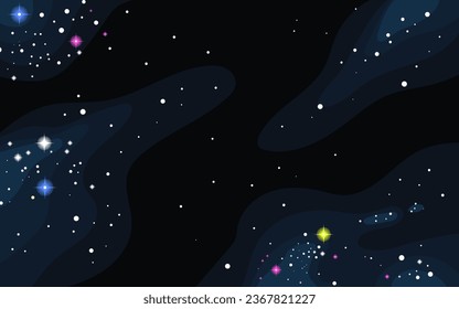 Vector space background . Cute flat style template with Stars in Outer space	