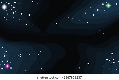 Fondo del espacio vector. Plantilla de estilo plana con estrellas en el espacio exterior	