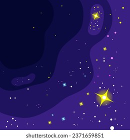 Vector space background . Cute flat style template with Stars in Outer space