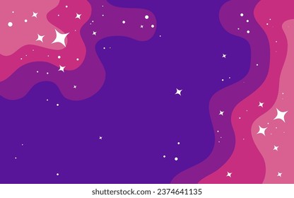 Vector space background . Cute flat style template with Stars in Outer space