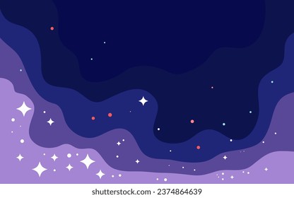 Vector space background . Cute flat style template with Stars in Outer space