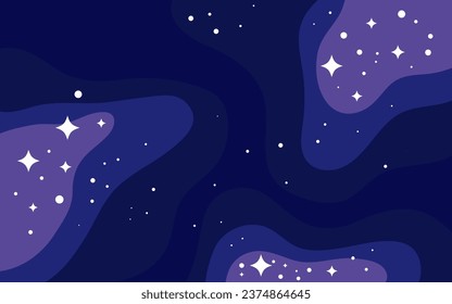 Vector space background . Cute flat style template with Stars in Outer space