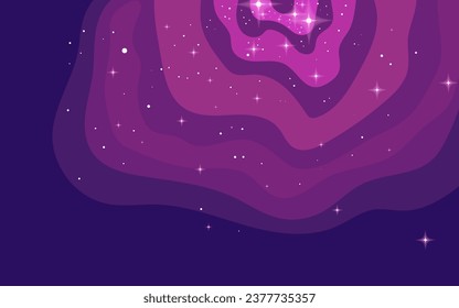 Vector space background . Cute flat style template with Stars in Outer space