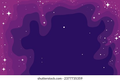 Vector space background . Cute flat style template with Stars in Outer space